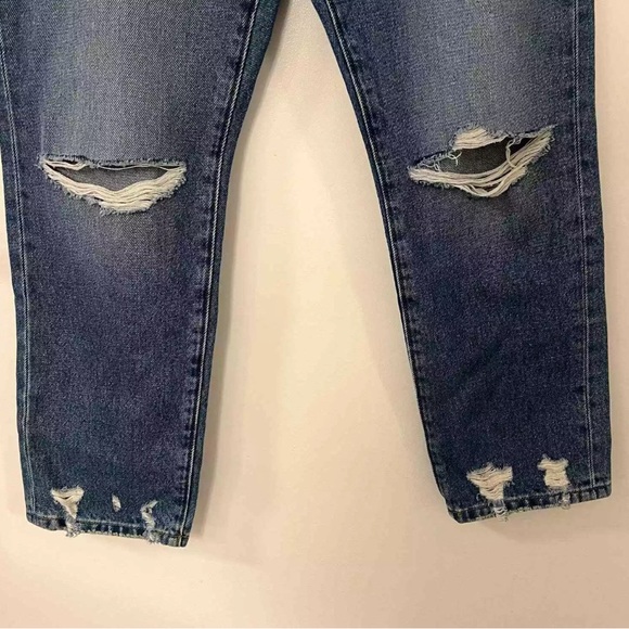 NEW Size 25 Current/Elliott High Rise Straight Leg Distressed Cloudburst Jeans - Picture 3 of 6